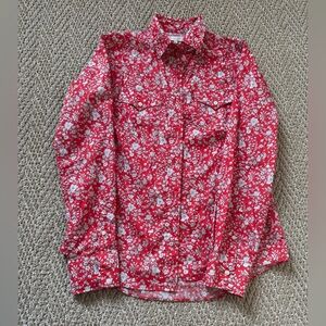 ANN MASHBURN Red and White Floral Shirt